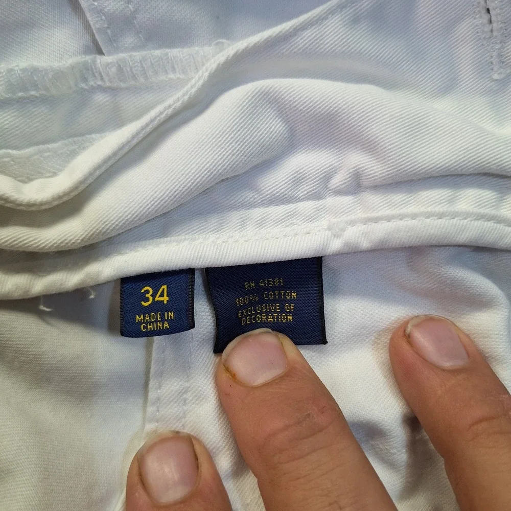 Polo Ralph Lauren Mens Relaxed Fit Chino Shorts White Cotton Size 34 Casual